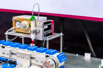 Close up High precision and technology of nozzle device and needle of automatic glue dispenser...