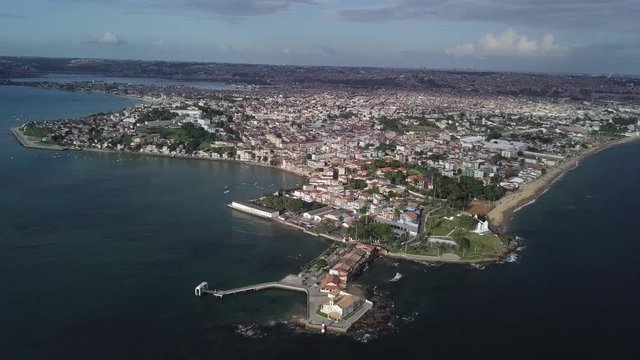 Aerial View of Ponta do Humaita, Monte Serrat, Lower City, Salvador, Bahia, Brazil