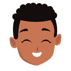 Kid afro boy face smiling cartoon