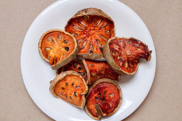 Dried bale fruits or dried bael fruits, dried food