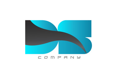 DS D S blue black combination alphabet letter logo icon design
