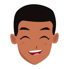 Young man face smiling cartoon