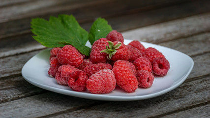 Frische Himbeeren auf einem Teller