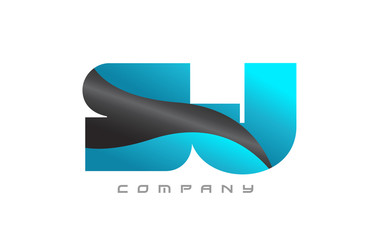 SJ S J blue black combination alphabet letter logo icon design