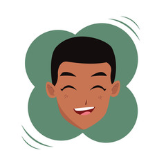 Young man face smiling cartoon