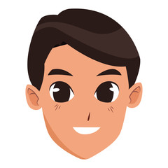 Young man face smiling cartoon
