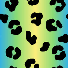 Leopard gradient pastel seamless pattern. Animal Print blue, green, yellow color 90's style. Vector Cheetah fashion print.