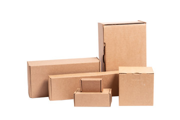 Brown craft carton cardboard box, isolated