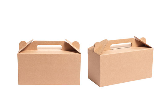 Brown craft carton cardboard box, isolated