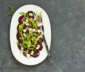 beet salad with pear and cheese Dor Blue.