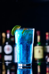 classic blue cocktail lemon tea Drink Bubble water