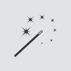 Magic wand icon isolated of flat style. Vector illustration.
