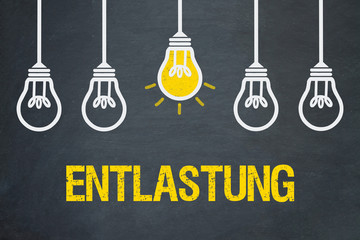Entlastung / Tafel mit Glühbirnen