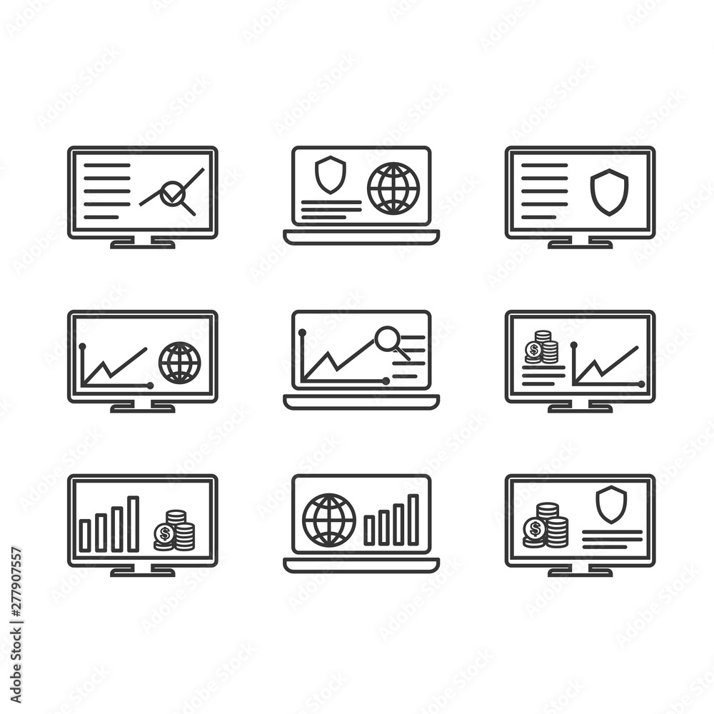 Poster project dashboard linear icon set template color editable. dashboard pack symbol vector sign isolate