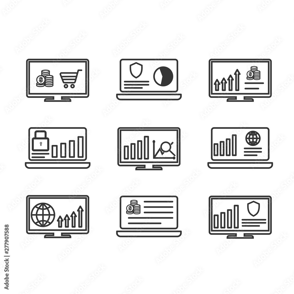 Aufkleber Project dashboard linear icon set template color editable. Dashboard pack symbol vector sign isolated on white background. Simple logo vector illustration for graphic and web design.