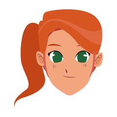 Young woman face smiling cartoon