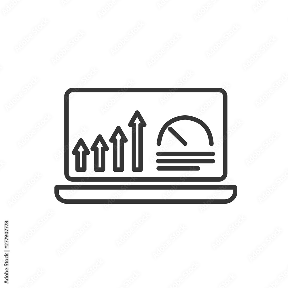 Poster Project dashboard linear icon template color editable. Dashboard in laptop symbol vector sign isolated on white background. Simple logo vector illustration for graphic and web design.