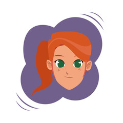 Young woman face smiling cartoon