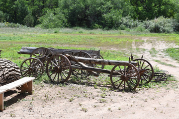 Fototapeta na wymiar old wagons in a field in New Mexico