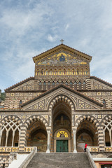Fototapeta na wymiar Amalfi cathedral on the main square in Amalfi, Italy