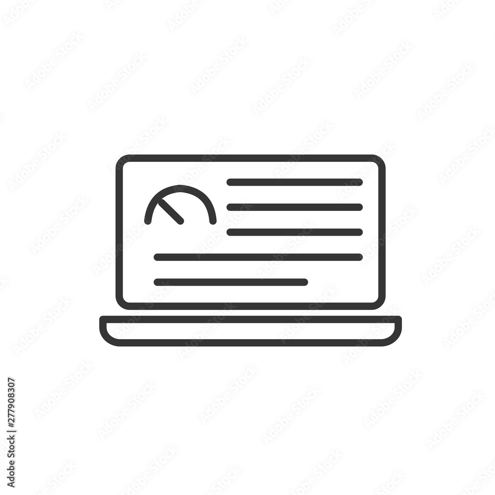 Leinwandbilder Project dashboard linear icon template color editable. Dashboard in laptop symbol vector sign isolated on white background. Simple logo vector illustration for graphic and web design.