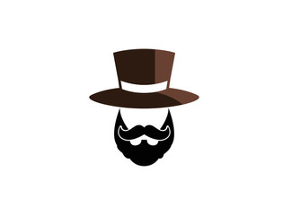 beard and mustache with a hat on the head for logo design illustration on a white background © Omarok1