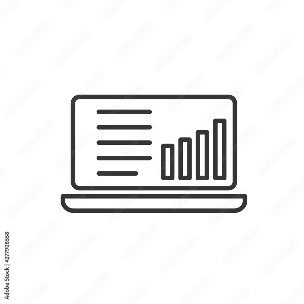 Poster Project dashboard linear icon template color editable. Dashboard in laptop symbol vector sign isolated on white background. Simple logo vector illustration for graphic and web design.