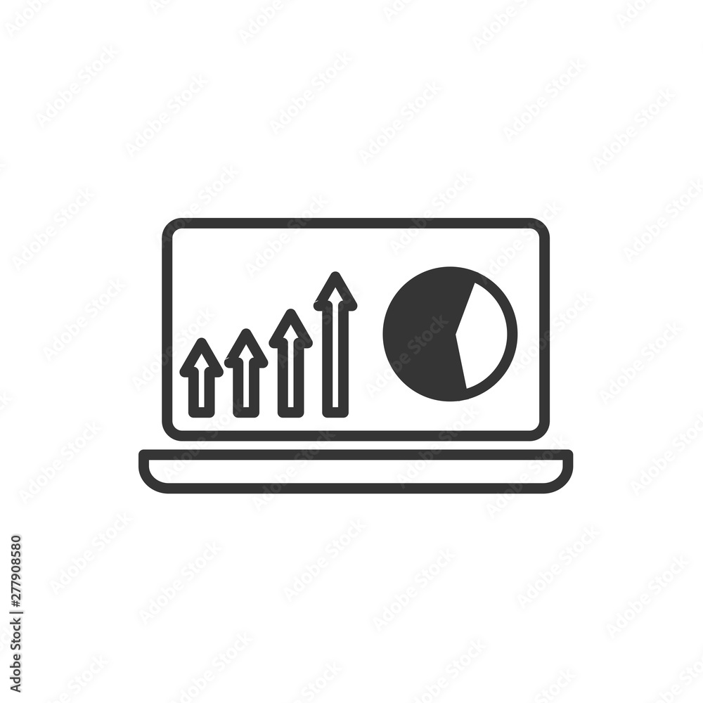 Fototapete Project dashboard linear icon template color editable. Dashboard in laptop symbol vector sign isolated on white background. Simple logo vector illustration for graphic and web design.