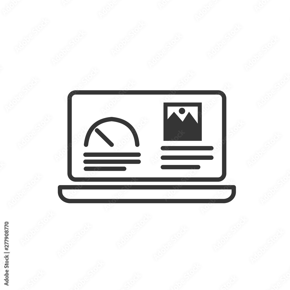 Poster Project dashboard linear icon template color editable. Dashboard in laptop symbol vector sign isolated on white background. Simple logo vector illustration for graphic and web design.