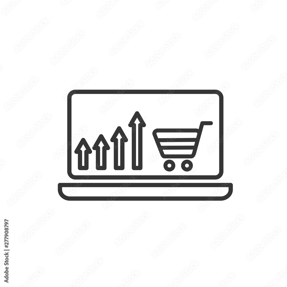Fototapete Project dashboard linear icon template color editable. Dashboard in laptop symbol vector sign isolated on white background. Simple logo vector illustration for graphic and web design.