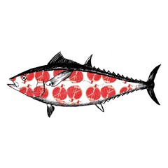 fish tuna and pomegranate