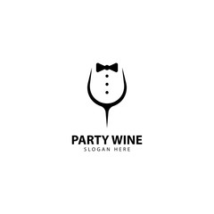 Party Wine Logo Design Icon