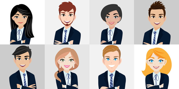 Cartoon character with business man and business woman , teamwork concept design. Flat vector illustration.