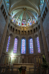 Fototapeta premium Main altar of Lyon Cathedral, Cathédrale Saint-Jean-Baptiste de Lyon, The cathedral is dedicated to Saint John the Baptist, and is the seat of the Archbishop of Lyon, Lyon, France