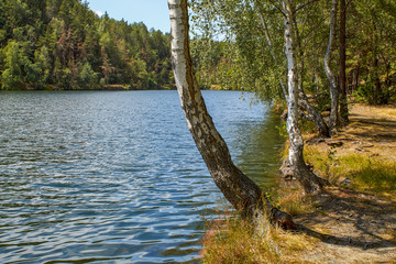 Fototapeta na wymiar today a bathing lake, formerly a quarry