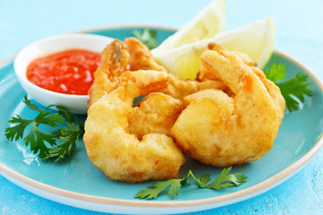 Spicy Tempura Jumbo Shrimps.