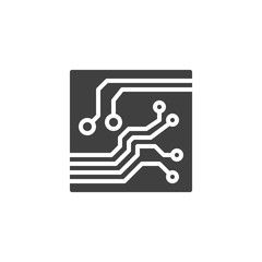 Circuit board vector icon. CPU, Central processing unit filled flat sign for mobile concept and web design. Technology scheme square glyph icon. Symbol, logo illustration. Vector graphics