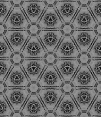 Black and white medallion allover seamless pattern