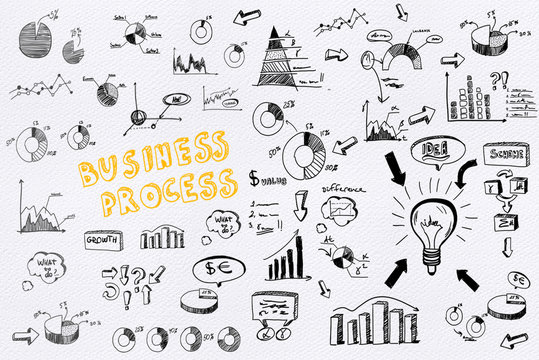 business dooles on paper background