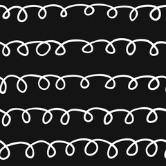 Hand drawn seamless pattern with Black and white Vector doodle lines.  Abstract pencil drawing stripes background. Artistic illustration grunge elements strokes