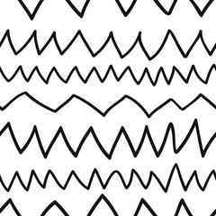 Hand drawn seamless pattern with Black and white Vector doodle lines.  Abstract pencil drawing stripes background. Artistic illustration grunge elements strokes