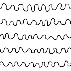 Hand drawn seamless pattern with Black and white Vector doodle lines.  Abstract pencil drawing stripes background. Artistic illustration grunge elements strokes