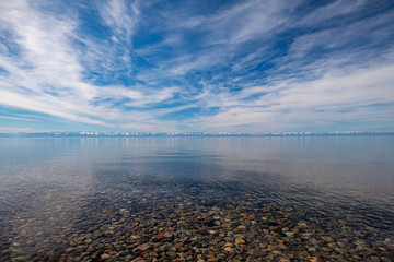 Clean water of lake Baikal allows you to see the stones on the bottom