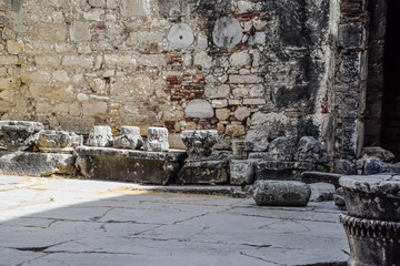 The building of Church of St Nicholas in Turkey, Demre. Walls, antique columns