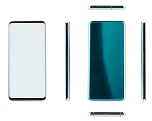 Different views of green smartphone