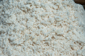 Closeup amazing of white sea salt background.