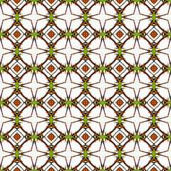 Orange green geometric seamless pattern. Hand draw