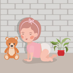 little baby girl crawling character
