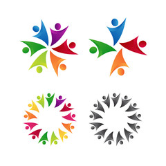 Fototapeta premium Community, network and social icon Logo template vector design template-or Community care