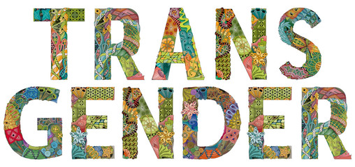 Naklejka premium Word TRANSGENDER with a pattern in tribal Indian style. Vector illustration